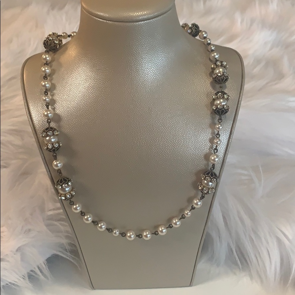 J Crew Pearl and Pave Necklace